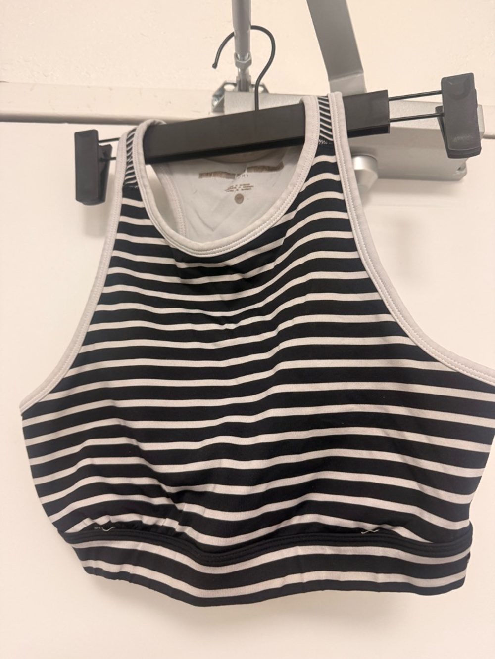 Striped Black and White Racerback Crop Top